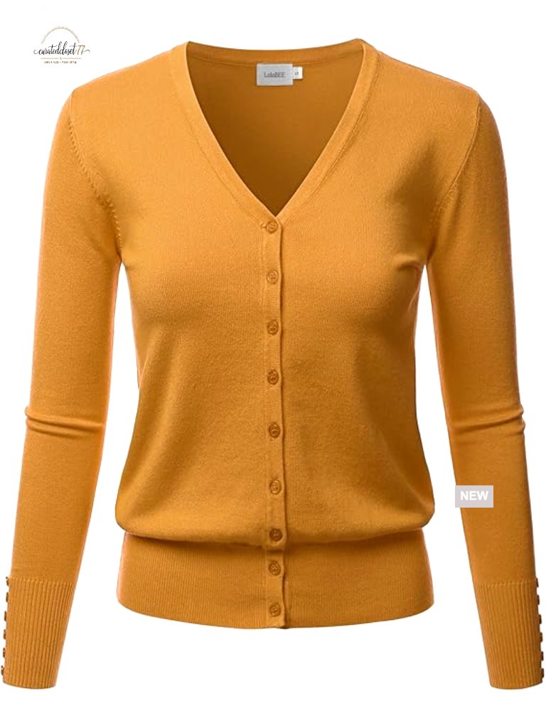 Soft Knit V-Neck Button Down Cardigan Long Sleeve Sweater S-Xxl